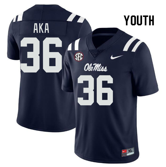 Youth #36 Joshua Aka Ole Miss Rebels College Football Jerseys Stitched Sale-Navy